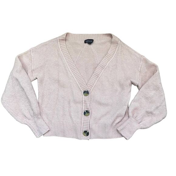 TopShop Cardigan Pink 4- Cozy Neutral Basic Grandmacore - Picture 1 of 5